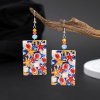 1 Pair Vacation Starfish Shell Printing Arylic Drop Earrings main image 6