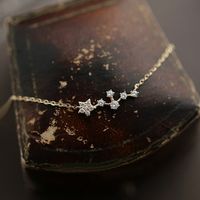 Sterling Silver 14K Gold Plated Simple Style Star Inlay Zircon Necklace main image 4