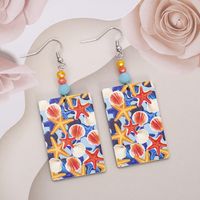 1 Pair Vacation Starfish Shell Printing Arylic Drop Earrings main image 1