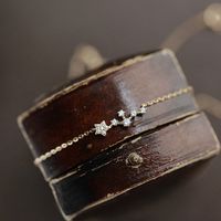 Sterling Silver 14K Gold Plated Simple Style Star Inlay Zircon Necklace main image 3