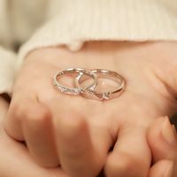 Sterling Silver Lady Geometric Plating Open Rings main image 5