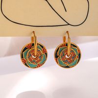 1 Pair Retro Geometric Enamel Plating Copper Earrings sku image 1