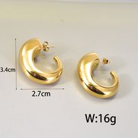1 Pair Simple Style Geometric Inlay Titanium Steel Zircon 18K Gold Plated Earrings Ear Studs main image 4
