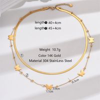 304 Stainless Steel 14K Gold Plated IG Style Elegant Korean Style Polishing Butterfly Double Layer Necklaces Necklace main image 3