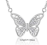 Copper Simple Style Butterfly Diamond Pendant Necklace main image 2