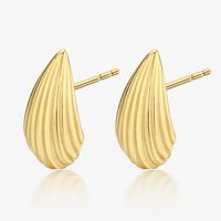 1 Pair Simple Style Shell Sterling Silver Gold Plated Ear Studs main image 5