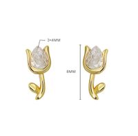 1 Pair Elegant Flower Plating Sterling Silver Ear Studs main image 2