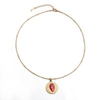 Simple Style Commute Heart Shape Life Tree Eye 304 Stainless Steel Shell Enamel Plating Shell 18K Gold Plated Women's Pendant Necklace main image 4
