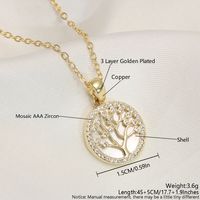 Simple Style Commute Heart Shape Life Tree Eye 304 Stainless Steel Shell Enamel Plating Shell 18K Gold Plated Women's Pendant Necklace sku image 2