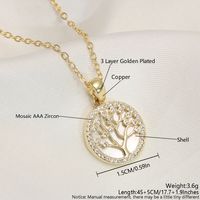 Simple Style Commute Heart Shape Life Tree Eye 304 Stainless Steel Shell Enamel Plating Shell 18K Gold Plated Women's Pendant Necklace main image 2