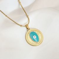 Simple Style Commute Heart Shape Life Tree Eye 304 Stainless Steel Shell Enamel Plating Shell 18K Gold Plated Women's Pendant Necklace sku image 5