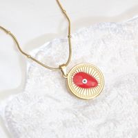 Simple Style Commute Heart Shape Life Tree Eye 304 Stainless Steel Shell Enamel Plating Shell 18K Gold Plated Women's Pendant Necklace main image 3