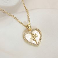 Simple Style Commute Heart Shape Life Tree Eye 304 Stainless Steel Shell Enamel Plating Shell 18K Gold Plated Women's Pendant Necklace main image 6