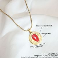 Simple Style Commute Heart Shape Life Tree Eye 304 Stainless Steel Shell Enamel Plating Shell 18K Gold Plated Women's Pendant Necklace sku image 4