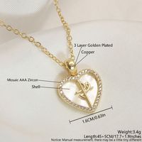 Simple Style Commute Heart Shape Life Tree Eye 304 Stainless Steel Shell Enamel Plating Shell 18K Gold Plated Women's Pendant Necklace sku image 1