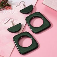 1 Pair Simple Style Classic Style Semicircle Rectangle Hollow Out Wood Drop Earrings main image 4