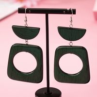 1 Pair Simple Style Classic Style Semicircle Rectangle Hollow Out Wood Drop Earrings main image 1