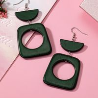 1 Pair Simple Style Classic Style Semicircle Rectangle Hollow Out Wood Drop Earrings main image 5