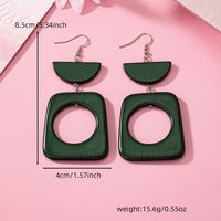 1 Pair Simple Style Classic Style Semicircle Rectangle Hollow Out Wood Drop Earrings main image 2