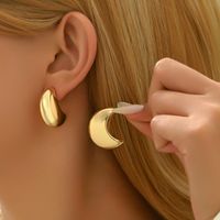 1 Pair Casual Simple Style C Shape Solid Color CCB Ear Studs main image 3