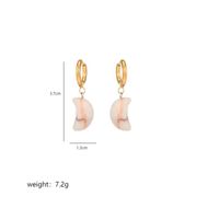1 Pair Classical Exaggerated Simple Style Moon Polishing Stainless Steel Natural Stone 18K Gold Plated Drop Earrings sku image 2