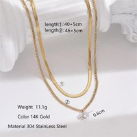 304 Stainless Steel Arylic Imitation Pearl 14K Gold Plated Elegant Simple Style Classic Style Inlay Round Bee Butterfly Zircon Layered Necklaces main image 6