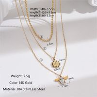 304 Stainless Steel Arylic Imitation Pearl 14K Gold Plated Elegant Simple Style Classic Style Inlay Round Bee Butterfly Zircon Layered Necklaces main image 4