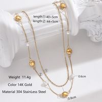 304 Stainless Steel Arylic Imitation Pearl 14K Gold Plated Elegant Simple Style Classic Style Inlay Round Bee Butterfly Zircon Layered Necklaces main image 5