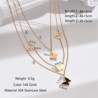 304 Stainless Steel Arylic Imitation Pearl 14K Gold Plated Elegant Simple Style Classic Style Inlay Round Bee Butterfly Zircon Layered Necklaces main image 3