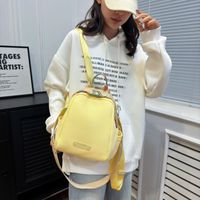 Women's Nylon Solid Color Classic Style Sewing Thread Bucket Zipper Fashion Backpack sku image 2