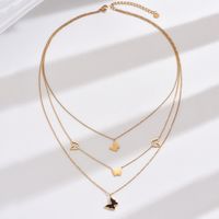 304 Stainless Steel Arylic Imitation Pearl 14K Gold Plated Elegant Simple Style Classic Style Inlay Round Bee Butterfly Zircon Layered Necklaces main image 7