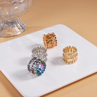 Wholesale Hip-Hop Novelty Punk Round Copper Inlay Gold Plated Rhinestones Rings main image 4