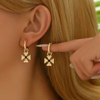1 Pair Glam Baroque Style Cross Inlay Alloy Zinc Rhinestones Drop Earrings main image 3