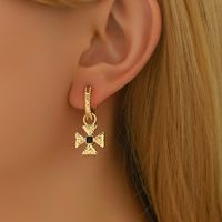 1 Pair Glam Baroque Style Cross Inlay Alloy Zinc Rhinestones Drop Earrings main image 4