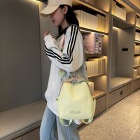 Women's Nylon Solid Color Classic Style Sewing Thread Bucket Zipper Fashion Backpack sku image 3