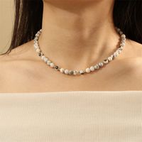 IG-Stil Handgemacht Koreanische Art Rechteck Süßwasserperle Stein Kupfer Perlen 18 Karat Vergoldet Frau Halskette main image 5