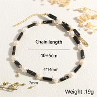 IG Style Handmade Korean Style Rectangle Freshwater Pearl Stone Copper Beaded 18K Gold Plated Women's Necklace main image 4