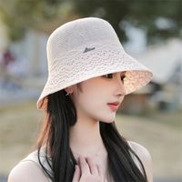 Women's Hawaiian Solid Color Hollow Out Big Eaves Bucket Hat sku image 2