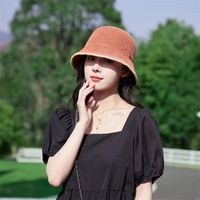 Women's Casual Solid Color Hollow Out Wide Eaves Bucket Hat sku image 2