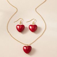 Sweet Classic Style Commute Heart Shape Plastic Ferroalloy Women's Jewelry Set main image 6