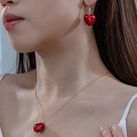 Sweet Classic Style Commute Heart Shape Plastic Ferroalloy Women's Jewelry Set sku image 1