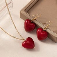 Sweet Classic Style Commute Heart Shape Plastic Ferroalloy Women's Jewelry Set main image 3