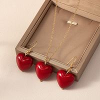 Sweet Classic Style Commute Heart Shape Plastic Ferroalloy Women's Jewelry Set main image 5