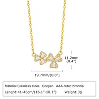 Copper Alloy 18K Gold Plated Sweet Pastoral Inlay Shamrock Water Droplets Zircon Pendant Necklace main image 2