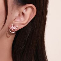 1 Pair Hawaiian Vacation Beach Flower Inlay Alloy Copper Zircon Drop Earrings Ear Studs main image 10