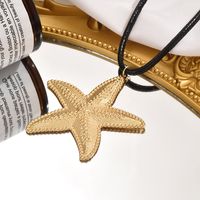 Wholesale Jewelry Exaggerated Beach Starfish Leather Rope Iron Pendant Necklace main image 5