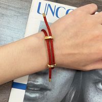 Hip-Hop Simple Style Color Block Wire Rope Copper Buckle Women's Wristband main image 7