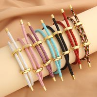 Hip-Hop Simple Style Color Block Wire Rope Copper Buckle Women's Wristband main image 1