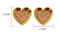 1 Pair Elegant Simple Style Heart Shape Plating Brass Zircon Ear Studs main image 2