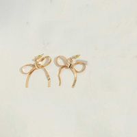 1 Paire Style Vintage Style Simple Commuer Noeud D'Arc Le Cuivre Plaqué Or 14K Boucles D'oreilles sku image 5